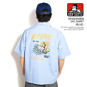 30��OFF SALE �Z�[�� �x���f�C�r�X BEN DAVIS SPIDERWEB O/C SHIRT -BLUE- t-25580039bl �����Y �V���c ���� �I�[�v���J���[�V���c �������� �X�g���[�g