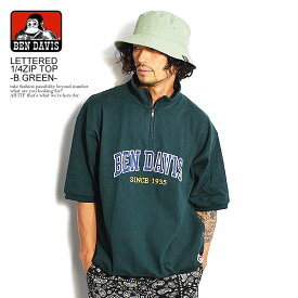 30％OFF SALE セール ベンデイビス BEN DAVIS LETTERED 1/4ZIP TOP -B.GREEN- c-2580051g メンズ レディース トップス 半袖 ハーフジップ 送料無料 ストリート