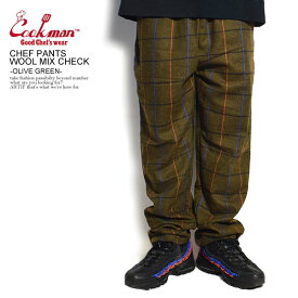 クックマン COOKMAN CHEF PANTS WOOL MIX CHECK -OLIVE GREEN- 231-14898 レディース メンズ パンツ シェフパンツ イージーパンツ 送料無料 ストリート おしゃれ かっこいい カジュアル ファッション cookman