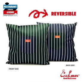 クックマン COOKMAN CUSHION POCKET COVER REVERSIBLE -STRIPE D/GREEN & NAVY- 233-01917 レディース メンズ クッションカバー リバーシブル ストリート おしゃれ かっこいい カジュアル インテリア cookman