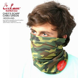 クックマン COOKMAN CHEF'S SCARF CAMO GREEN -WOODLAND- 233-01935 レディース メンズ スカーフ フェイスマスク ネックウォーマー ヘッドバンド 3ウェイ ストリート おしゃれ かっこいい カジュアル ファッション cookman