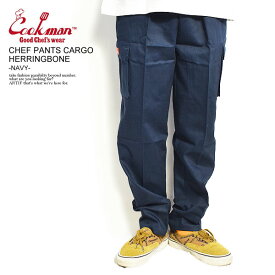 クックマン COOKMAN CHEF PANTS CARGO HERRINGBONE -NAVY- 231-13833 レディース メンズ パンツ シェフパンツ イージーパンツ カーゴパンツ 送料無料 ストリート おしゃれ かっこいい カジュアル ファッション cookman