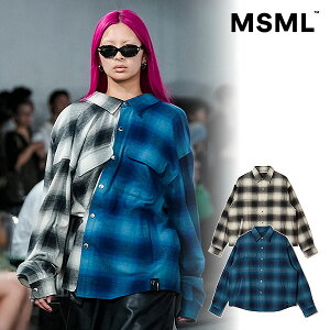 2026 �t�� ���[�J�[���񂹑Ή� �G���G�X�G���G�� MSML OMBRE CHECK SNAP BOTTON SHIRT ms1-02f1-sl01 �V���c �������� �L�����Z���s��