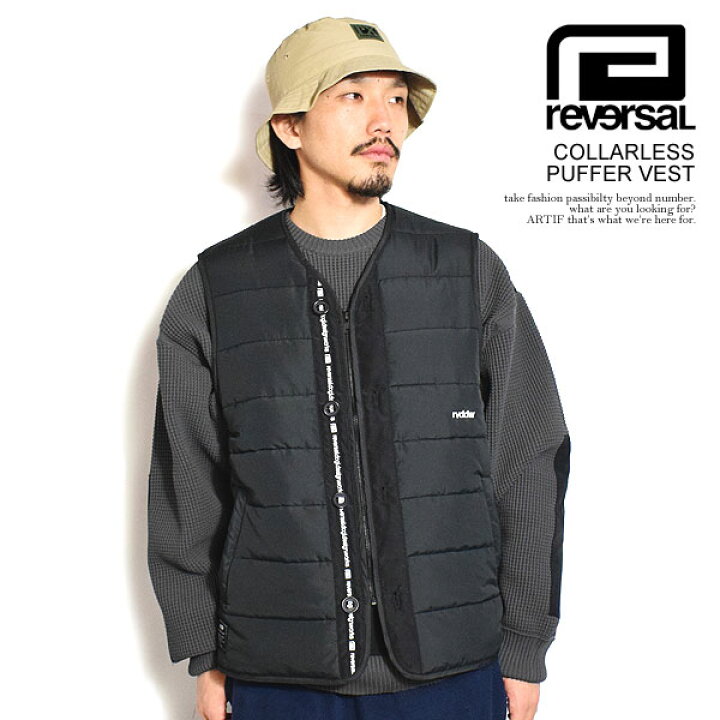 楽天市場】リバーサル reversal COLLARLESS PUFFER VEST rv24aw302  
