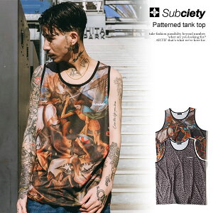 30��OFF SALE �Z�[�� �T�u�T�G�e�B SUBCIETY Patterned tank top 150-47013 subciety �����Y �^���N�g�b�v ���� �m�[�X���[�u �������� �X�g���[�g