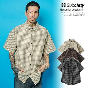 �T�u�T�G�e�B SUBCIETY Essential check shirt 155-20161 �����Y �V���c ���� �`�F�b�N�V���c �r�b�O�V���G�b�g �������� �X�g���[�g