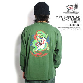 エンドレスサマー The Endless Summer TES 2024 DRAGON EMB LONG SLEEVE T-SHIRT -D.GREEN- c-24374303g メンズ Tシャツ 長袖 ロンT 送料無料 ストリート