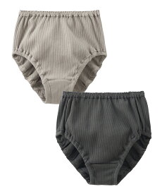 オーガニックコットン 100%リブ 縫い目が肌にあたらなくて ゴムが取替できる 深ばき丈 ショーツ 2枚組 レディース セット 無地 シンプル 女性 下着 まとめ買い 綿 コットン 大きいサイズ 深履き 深ばき ハイウエスト パンツ 綿100％ 通気性 吸水性 【綿と暮らす】 ニッセン