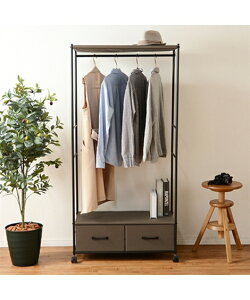 衣類収納 ハンガーラック 収納力たっぷり 引き出し2杯 キャスター付き 幅75cm ニッセン nissen