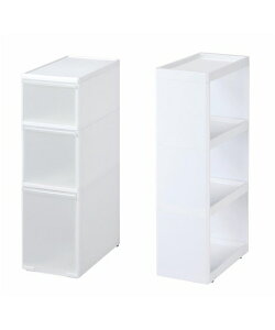 【店内全品対象★15%OFFクーポン★今すぐ使える→10/27 10:59まで】キッチン 収納 日本製 分割して使用できる隙間 ワゴン 2個セット 幅17cm 25.5cm 白 幅25.5×高さ171cm デッドスペース収納 ニッセン n