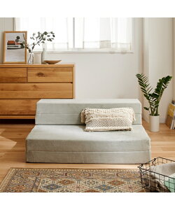 【店内全品対象★15%OFFクーポン★今すぐ使える→10/27 10:59まで】ソファーベッド 1人掛け ソファ マットレス 4WAY 日本製 ダークブラウン/ライトグレー/ライトブルー 幅100cm ソファベッド おし