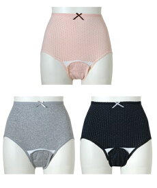 産褥ショーツ マタニティ ローズマダム ショーツ ママ 産褥 3枚組 黒ドット ピンクドット グレードット LL〜3L/3L〜4L/5L 産じょく 産後 インナー 下着 ニッセン nissen