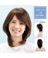 ウィッグ 分け目自由人毛100％フルウィッグ 固定ピン付 ミディアム ストレート A・自然色/栗色 Y・ミディ…