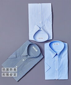 ワイシャツ 大きいサイズ ビジネス メンズ 抗菌防臭形態安定 半袖 3枚組 レギュラー カラー 標準シルエット ブルー系3枚組 3L/4L ビッグ ラージ カッターシャツ ドレスシャツ ニッセン nissen