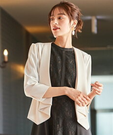 結婚式 レディース 長め着丈 ショール カラー サテン ジャケット サイズ パーティー フォーマル S/M/L/LL フォーマル 二次会 披露宴 卒業式 可愛い 大人 20代 30代 40代 体形カバー お呼ばれ ニッセン nissen