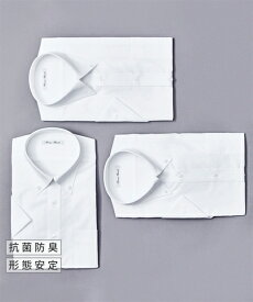 ワイシャツ メンズ 抗菌防臭 形態安定 半袖 白3枚組 ボタンダウン 標準シルエット 白3枚組 3L/4L ビッグ ラージ カッターシャツ ドレスシャツ ニッセン nissen