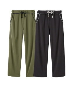 パジャマ パンツ ボトムス 大きいサイズ レディース 吸汗速乾 ジャージリラックス ロング 2枚組 夏 黒 チャコール/黒 ピーコック/黒 ブルー 4L〜5L/5L/6L ルームウェア 部屋着 女性 ニッセン nisse