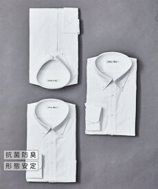 ワイシャツ ビジネス メンズ 抗菌防臭形態安定 長袖 3枚組 ボタンダウン 白 4386 カッターシャツ ドレスシャツ ニッセン nissen
