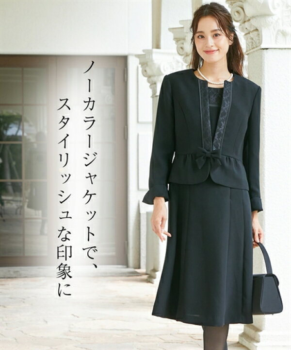 楽天市場】レディース 喪服 礼服 飾りリボン付き レース 使い ノー  