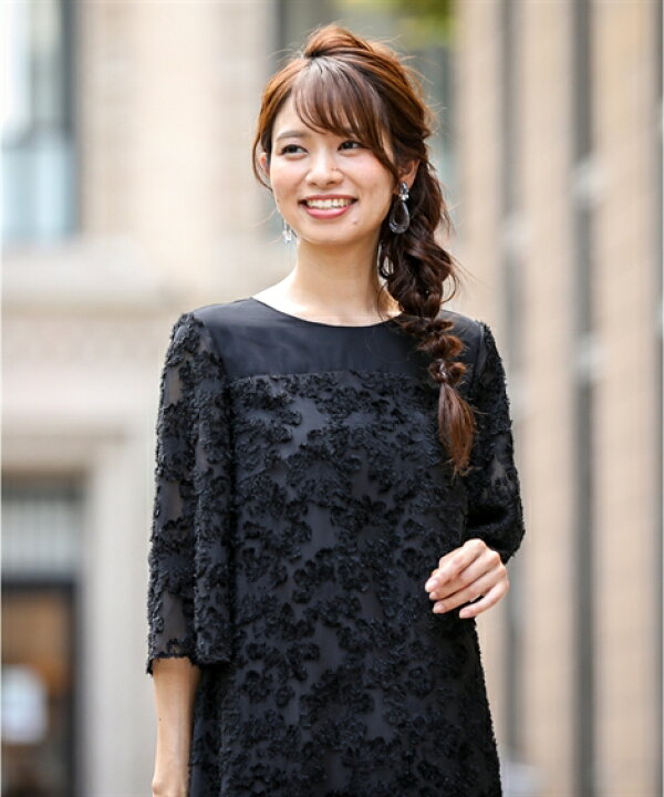 楽天市場 ドレス パーティー レディース カットジャガード ワンピース セミ フォーマル 結婚式 二次会 お呼ばれ対応 有 ネイビー 黒 S M L 結婚式 フォーマル 二次会 披露宴 謝恩会 同窓会 卒業式 パーティドレス 可愛い 大人 代 30代 40代 体形カバー ニッセン Nissen
