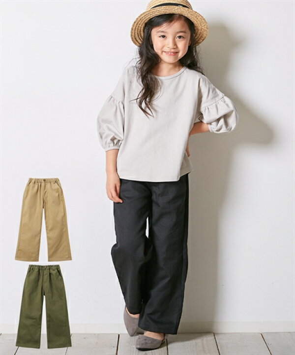楽天市場 パンツ キッズ ツイルワイド 男の子 女の子 子供服 ジュニア服 ボトムス カーキ ブラック ベージュ 身長140 150 160cm ニッセン Nissen ニッセン 楽天市場店