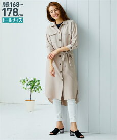 楽天市場 トールサイズ シンプルロング丈7分袖シャツチュニックの通販