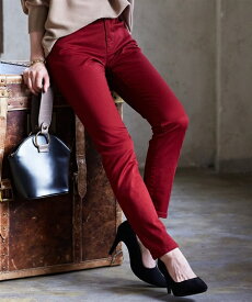 スキニーパンツ レディース すごく伸びる 綿混 股下68cm オフホワイト〜黒 ウエスト65〜82cm 美脚 スリムパンツ ズボン ニッセン nissen