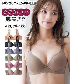 ブラジャー ワイヤー入り 大きいサイズ レディース シームレス アウターにひびかない ひびかない シンプル モールド 脇すっきり 柔らか ( トリンプ ) 黒 E70/E75/E80/E85/F70/F75/F80/F85 インナー 女性 ニッセン nissen