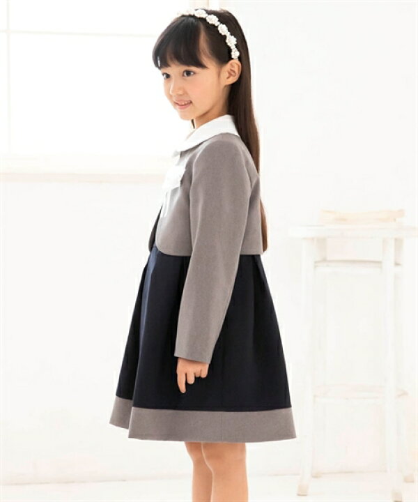 楽天市場 スーツ フォーマル キッズ 女の子 卒園 入学 2点セット ボレロ ワンピース 子供服 グレー 紺 身長140cm ニッセン Nissen ニッセン 楽天市場店