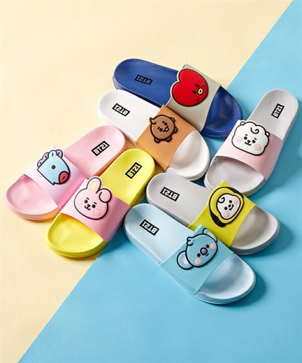 楽天市場 サンダル レディース Bt21キャラクターフェイス イエロー グレー チミー ラベンダー ピンク マン 22 5 23 0 23 5 24 0 24 5 25 0cm ニッセン Nissen ニッセン 楽天市場店