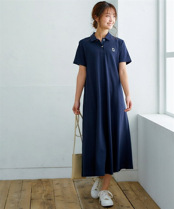 楽天市場 ワンピース ロング マキシ レディース Moz モズ カノコ ポロシャツ キャメル ネイビー 杢グレー S M L Ll ニッセン Nissen ニッセン 楽天市場店