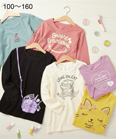 Tシャツ 子供服 カットソー キッズ 女の子 綿100％ プリント チュニック ジュニア服 アイボリー〜黒 身長100/110/120/130cm トップス ニッセン nissen