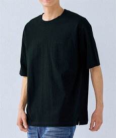 Tシャツ カットソー メンズ ヘビーウェイト オーバーサイズ ポケット付 5分袖 オフホワイト/チャコール/ネイビー/黒 M/L/LL トップス ニッセン nissen