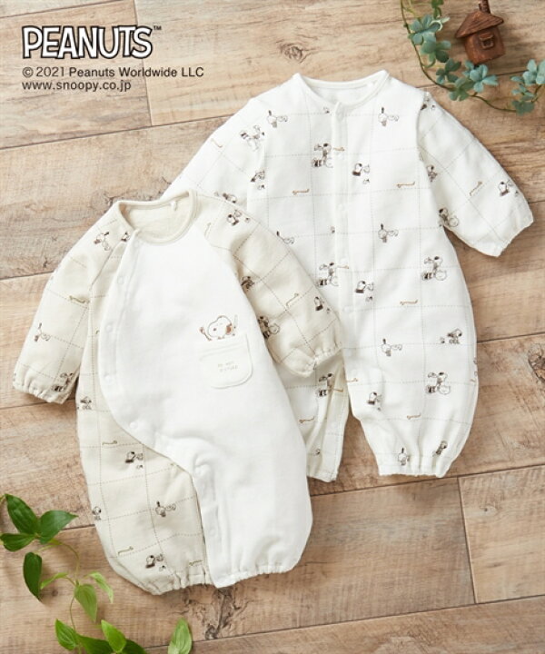 楽天市場 ツーウェイオール ベビー スヌーピー もっちりのびる 男の子 女の子 ベビー服 子供服 オフ ベージュ 身長50 70cm ニッセン Nissen ニッセン 楽天市場店
