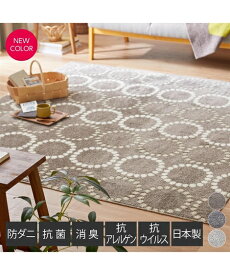 ラグ カーペット 絨毯 5つの清潔機能付 ふんわり モダン デザイン 日本製 グレー/チャコール 約130×185cm おしゃれ ニッセン nissen