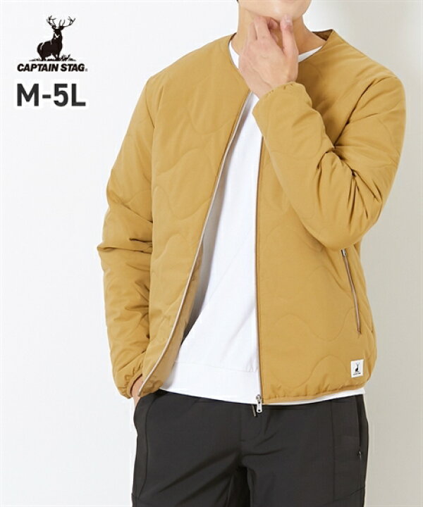 楽天市場 ジャケット メンズ Captainstag ウェーブ キルト ブラック ベージュ M L Ll アウター ニッセン Nissen ニッセン 楽天市場店