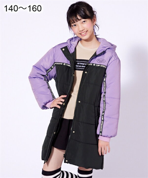 楽天市場 ベンチ コート キッズ 女の子 配色切替 子供服 ジュニア服 ブラック パープル 身長140 150 160cm ニッセン Nissen ニッセン 楽天市場店