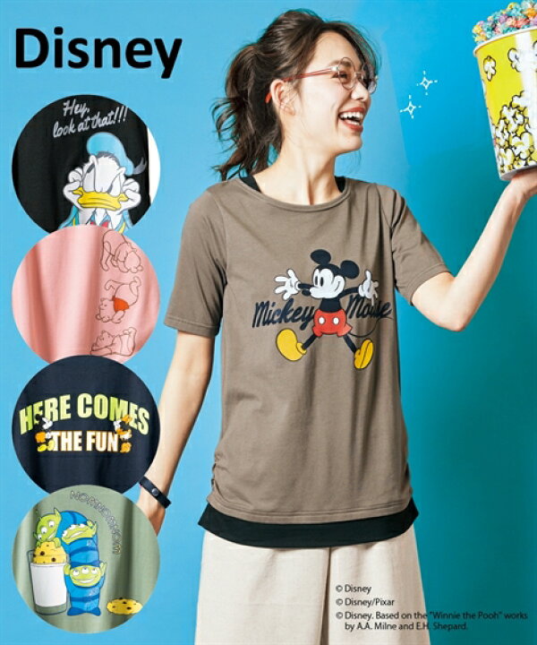 楽天市場 Tシャツ カットソー 大きいサイズ レディース 綿混重ね着風 Tシャツディズニー L Ll 3l 4l 5l ニッセン Nissen ニッセン 楽天市場店