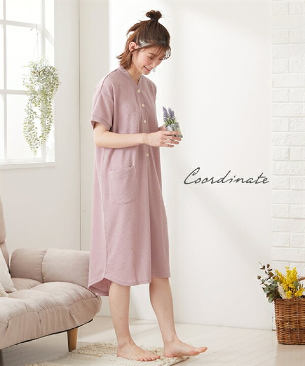 パジャマ マタニティ ママ 産前 産後 授乳服 ワッフル 半袖 ワンピース Ll 3l ニッセン Nissen3 399円 国産