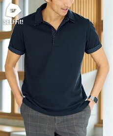 ポロシャツ メンズ 2枚衿 配色デザイン カノコ 黒系 3L〜10L ビッグ ラージ ニッセン nissen