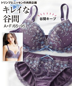 ブラジャー ショーツ セット レディース キレイな谷間をつくり出す L字ワイヤー ( トリンプ ) ダークパープル/ローズブラウン A70_M〜F80_L ブラショーツ 女性 インナー パンツ パンティ ニッセン nissen