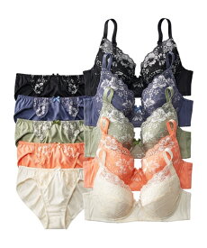 ブラジャー ショーツ セット 大きいサイズ レディース 安定感のある深め3/4カップ編 レース 5セット組 5セット組 G85_LL-3L/G90_3L-4L/G95_3L-4L/G100_4L-5L ブラショーツ 女性 インナー パンツ パンティ ニッセン nissen