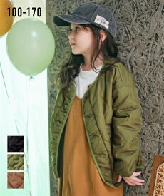 アウター 子供服 キッズ キルティング ジャケット 男の子 女の子 ジュニア服 カーキ/ブラック/モカブラウン 身長170cm 羽織 ニッセン nissen