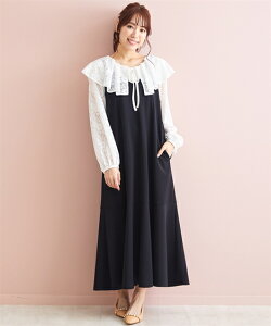 ワンピース ロング マキシ 大きいサイズ レディース カット ジャージ キャミソール marun グレージュ/ライトブルー/黒 L/LL/3L/4L/5L ひざ下 ニッセン nissen