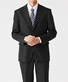 スーツ ビジネス メンズ 洗える背抜き シングル2つボタン＋ツータック パンツ 黒 A4〜BB8 ニッセン nissen