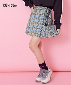 子供服 キュロット スカート キッズ サイド プリーツ チェック パンツ イン 女の子 ジュニア服 ブラック/ブルー 身長130cm ボトムス ガールズ ニッセン nissen