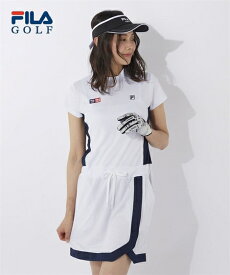 スポーツウェア トップス FILAGOLF 大きいサイズ レディース FILA GOLF 吸汗速乾 UVカット FILA柄 ワンピース 753-401 フィラ ゴルフ 夏 ホワイト 4L/5L/6L トレーニング フィットネス 運動 ジム ニッセン nissen