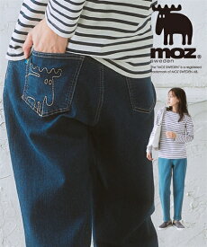 テーパードパンツ レディース moz モズ 後刺しゅうテーパード デニム アイボリー/サックス系/ネイビー系 S/M/L/LL 美脚 ボトムス ズボン ニッセン nissen