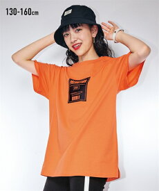 Tシャツ 子供服 カットソー キッズ 綿100％ 前後 プリント ビッグ 女の子 ジュニア服 オレンジ/カーキ 身長140/150/160cm トップス ニッセン nissen