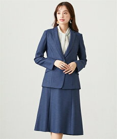 スーツ スカート レディース ストレッチ テーラード ジャケット セミフレア 多機能 リネン ライクシリーズ スモーキーブルー/ネイビー S/M/L ビジネス セットアップ ニッセン nissen